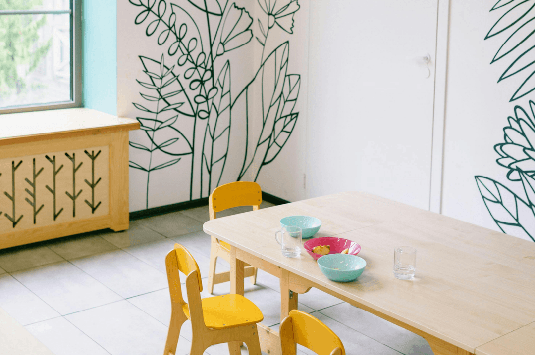 Dining area for young children in childcare centre